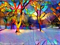 Winter Scene in Lister Park, Bradford, UK, Digital Art, (Style)