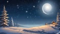 A winter scene with moon and snow Royalty Free Stock Photo