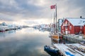 Winter scene of reine town in lofoten islands, norway Royalty Free Stock Photo