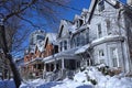 Winter scene with residential street Royalty Free Stock Photo