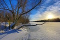 Winter scene on river Royalty Free Stock Photo