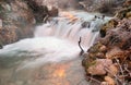 Winter scene with river in Tuhinj valley, Slolvenia Royalty Free Stock Photo