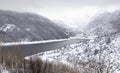 Winter scene of Ruedi Reservior after freshly fall snow Royalty Free Stock Photo