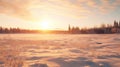 Winter Landscape: Sunlit Scenic View In Rural Finland