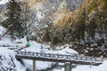 Winter Scene: Snow Covered Bridge Royalty Free Stock Photo