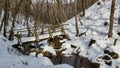 A Winter Scene - Snow Covered Bridge In The Woods Royalty Free Stock Photo