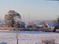 Fresh snow covering a countryside landscape