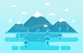 Winter Scene Snow Landscape with Pine Trees Mountain Simple Illustration