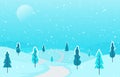 Winter Scene Snow Landscape with Pine Trees Mountain Vector Illustration Royalty Free Stock Photo