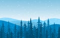 Winter Scene Snow Landscape with Pine Trees Mountain Vector Illustration Royalty Free Stock Photo