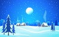 Winter Scene Snow Landscape with Pine Trees Mountain Vector Illustration Royalty Free Stock Photo