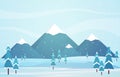 Winter Scene Snow Landscape with Pine Trees Mountain Vector Illustration Royalty Free Stock Photo
