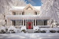 winter scene with snow layered on georgian dentil molding Royalty Free Stock Photo