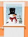 Winter scene from the snowman through window