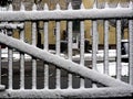 Snow Covered Wood Picket Fence Abstract & x28;WinterGate& x29; Royalty Free Stock Photo