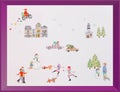 Winter scene stickers frame kids gift Royalty Free Stock Photo