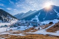 The winter scene in the village of ARU, in the Lidder valley of Kashmir near Pahalgam , India Royalty Free Stock Photo