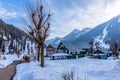 The winter scene in the village of ARU, in the Lidder valley of Kashmir near Pahalgam , India Royalty Free Stock Photo