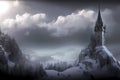 Winter scenery digital matte paintingin the dark fantasy style Royalty Free Stock Photo