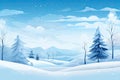 Winter scenery with snow covered trees. Blue tones. Christmas background. Generative AI Royalty Free Stock Photo