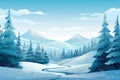 Winter scenery with snow covered trees. Blue tones. Christmas background. Generative AI Royalty Free Stock Photo