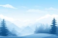 Winter scenery with snow covered trees. Blue tones. Christmas background. Generative AI Royalty Free Stock Photo