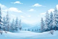 Winter scenery with snow covered trees. Blue tones. Christmas background. Generative AI Royalty Free Stock Photo