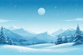 Winter scenery with snow covered trees. Blue tones. Christmas background. Generative AI Royalty Free Stock Photo