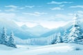 Winter scenery with snow covered trees. Blue tones. Christmas background. Generative AI Royalty Free Stock Photo