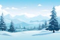 Winter scenery with snow covered trees. Blue tones. Christmas background. Generative AI Royalty Free Stock Photo