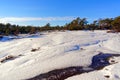 Winter scenery, snow on the rocks