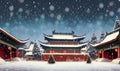 winter scenery snowy houses china