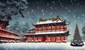 winter scenery snowy houses China
