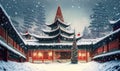 winter scenery snowy houses China