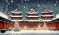 winter scenery snowy houses China