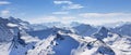 Winter scenery view of Swiss Mountain against the blue sky bckground Royalty Free Stock Photo