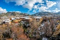 Winter scenery in village of Kakopetria. Nicosia District, Cyprus Royalty Free Stock Photo