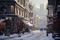 Winter scenes in bustling urban environments