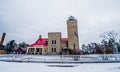 Winter scenes near mackinac bridge and mackinsw city michigan Royalty Free Stock Photo