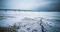 Winter scenes near mackinac bridge and mackinsw city michigan Royalty Free Stock Photo