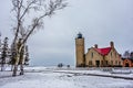 Winter scenes near mackinac bridge and mackinsw city michigan Royalty Free Stock Photo