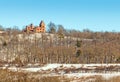 Olana castle state historic site on winter snowy hill rural New York State Royalty Free Stock Photo