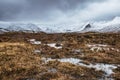 Winter Scottish Highlands landscape on Rannoch Moor.