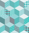 Winter seamless patchwork pattern in aquamarine tones. Vector Royalty Free Stock Photo