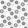 Winter seamless pattern with black snowflakes and dots on white background. New Year backdrop. Vector Christmas background for Royalty Free Stock Photo