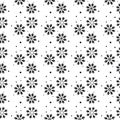 Winter seamless pattern with black snowflakes and dots on white background. New Year backdrop. Vector Christmas background for Royalty Free Stock Photo