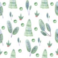 Winter seamless pattern with brunches Royalty Free Stock Photo