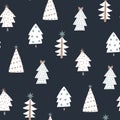 Winter seamless pattern with Christmas tree. Holiday festive creative texture for fabric, wrapping paper, textile. Vector