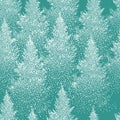 Winter Seamless Pattern with Fir Trees and Pines in Snow. Coniferous Forest. Christmas Decoration. Vector illustration Royalty Free Stock Photo