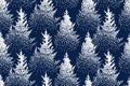 Winter Seamless Pattern with Fir Trees and Pines in Snow. Coniferous Forest. Royalty Free Stock Photo